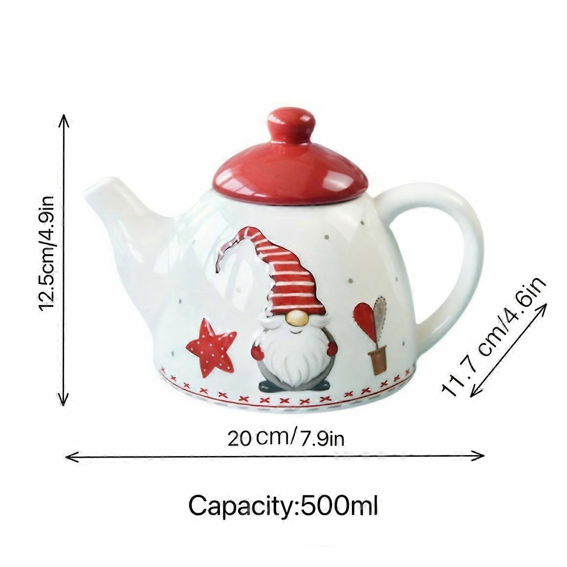 17oz/500ml Nordic Santa Claus Ceramic Teapot - Generous Capacity, Durable Porcelain, Embossed Design, Perfect for Coffee Serving - Unique Christmas Gi