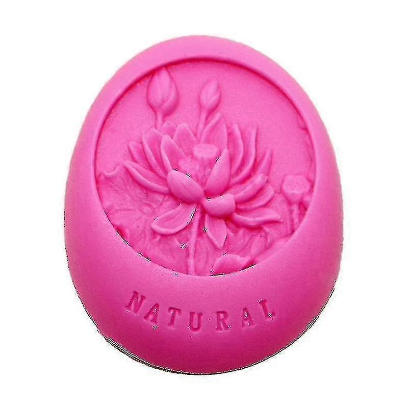 Oval Shape Lotus Pattern Silicone Soap Mold