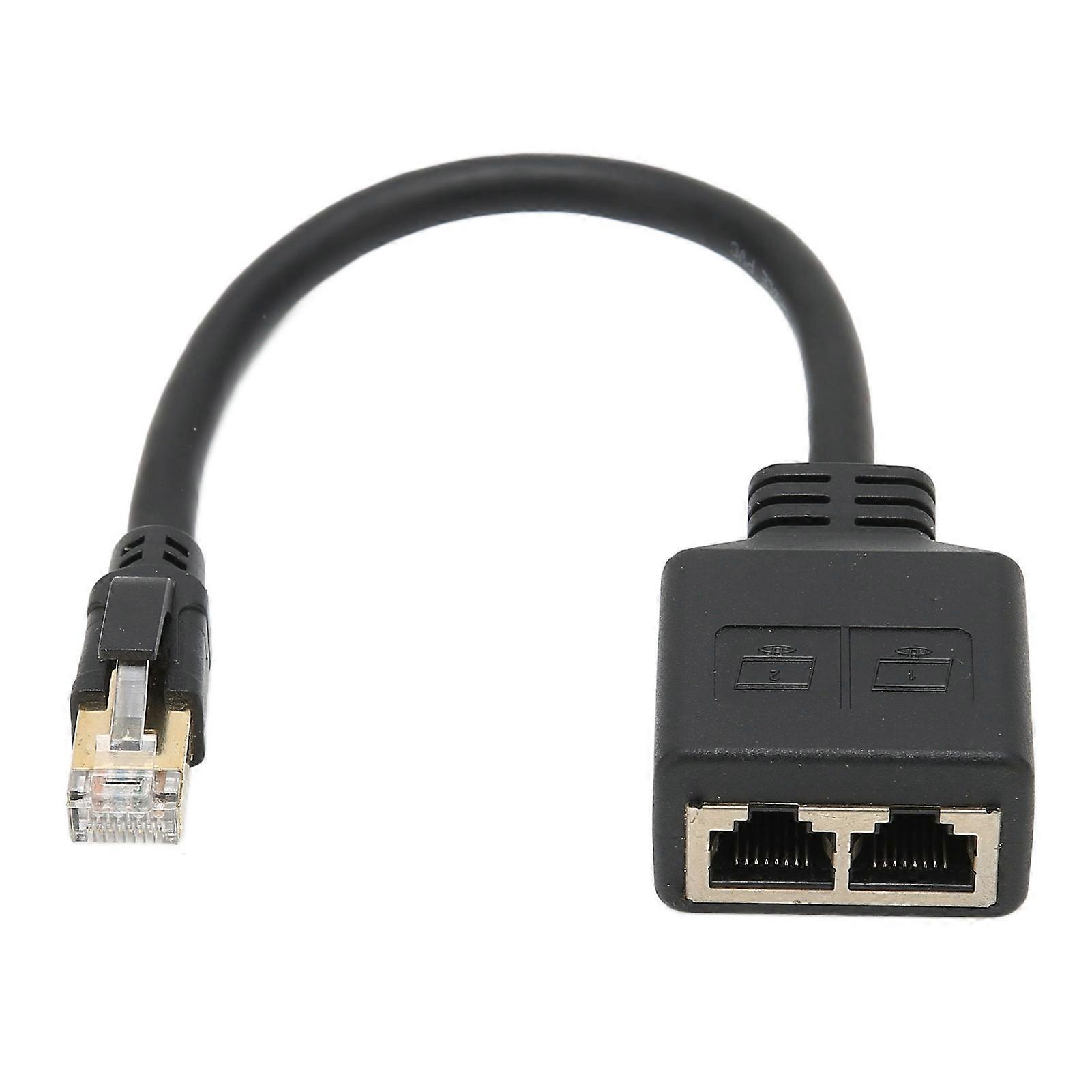 RJ45 Ethernet Adapter Cable Extension 1 to 2 Port Excellent Connection Transmission Splitter Adapter for Home Office