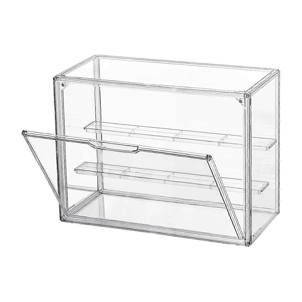 Clear Acrylic Display Case 3 Tier Display Shelf, Stackable Protection Showcase with Magnetic Door f