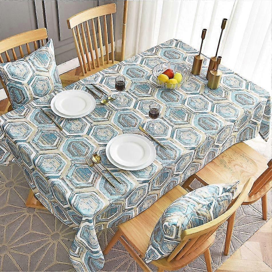 Tablecloths 60cm Nordic Style Geometric Tablecloth Waterproof Coffee Table Rectangular Tablecloth Light Blue