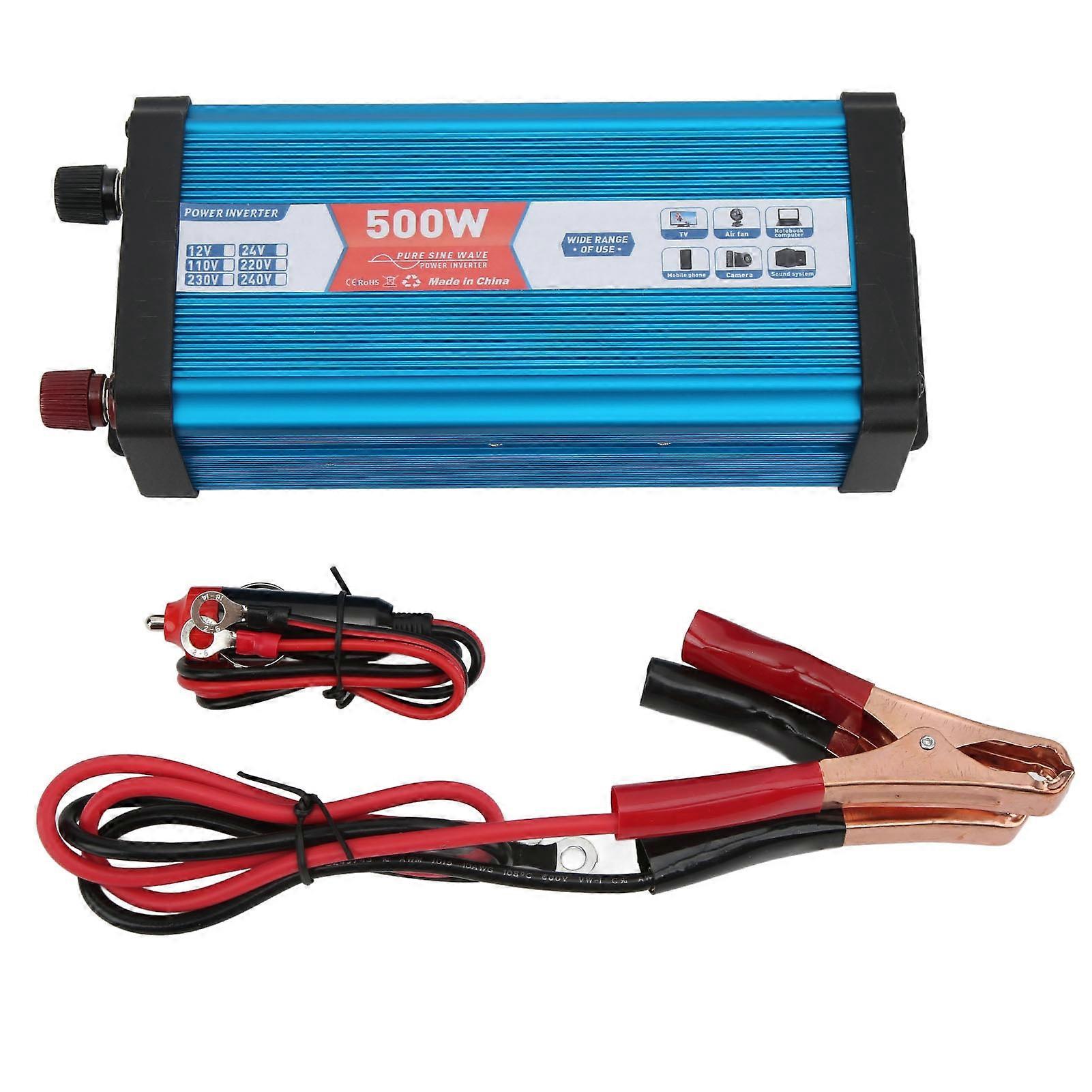 Inverter di potenza da 500 W Picco 1000 W Onda sinusoidale pura Doppia porta USB Ventola di raffreddamento per la barca dell'automobile domestica 12V a 110V