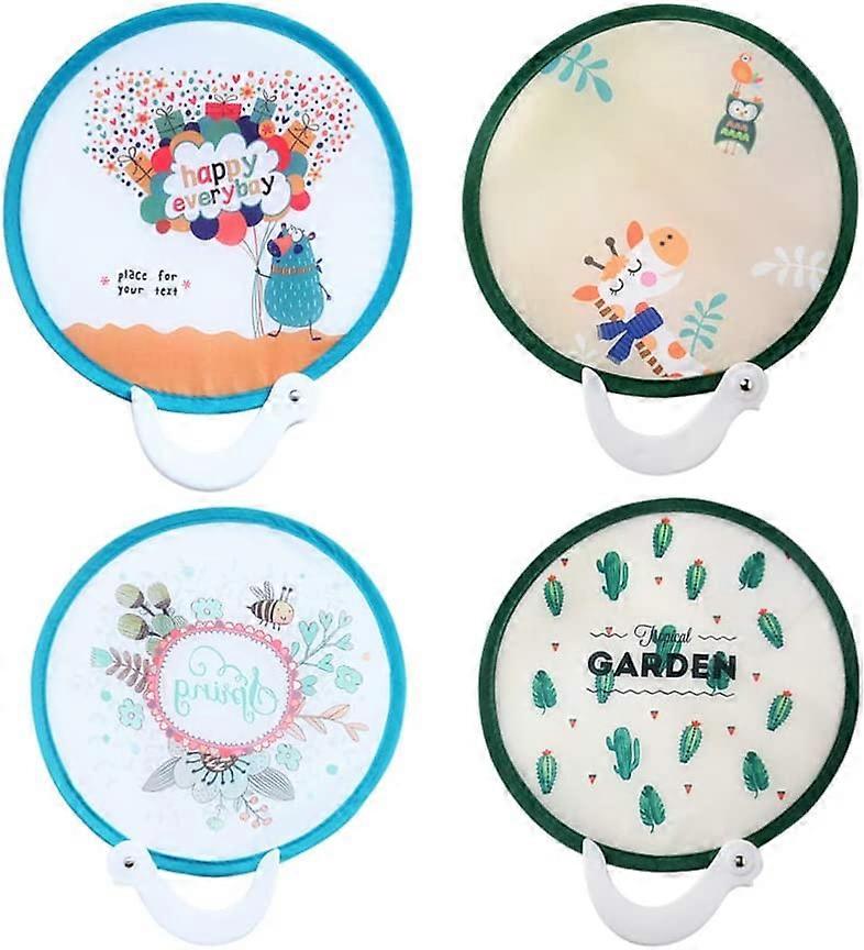 4pcs κινουμένων σχεδίων πτυσσόμενοι στρογγυλοί φορητοί φορητοί πτυσσόμενοι ανεμιστήρες ανεμιστήρων για το καλοκαιρινό γαμήλιο κόμμα γενεθλίων ευνοεί τα δώρα παιδιών