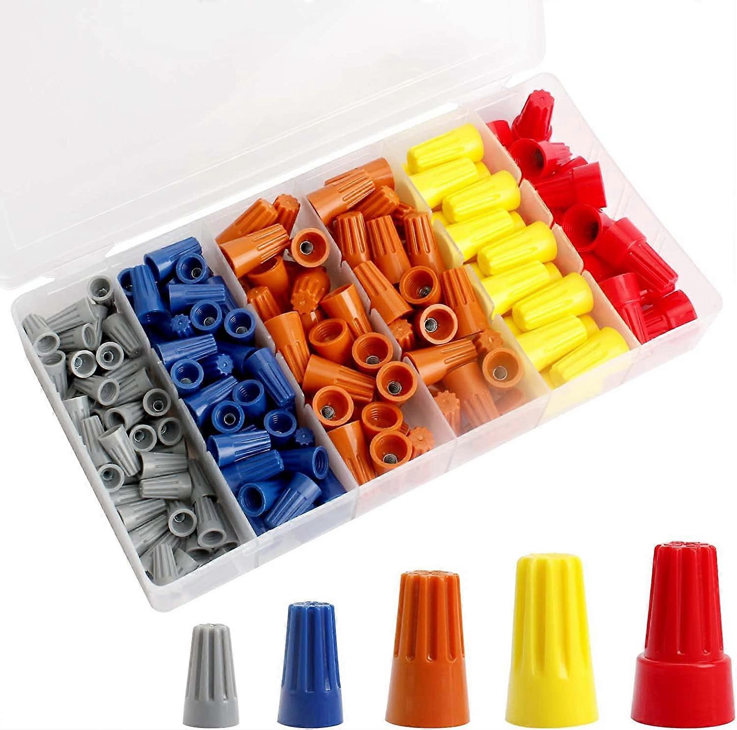 180 pcs Screw-On Electrical Wire Connectors Terminals,22-10 AWG, Blue, Grey, Orange, Red and Yellow(5 Sizes)