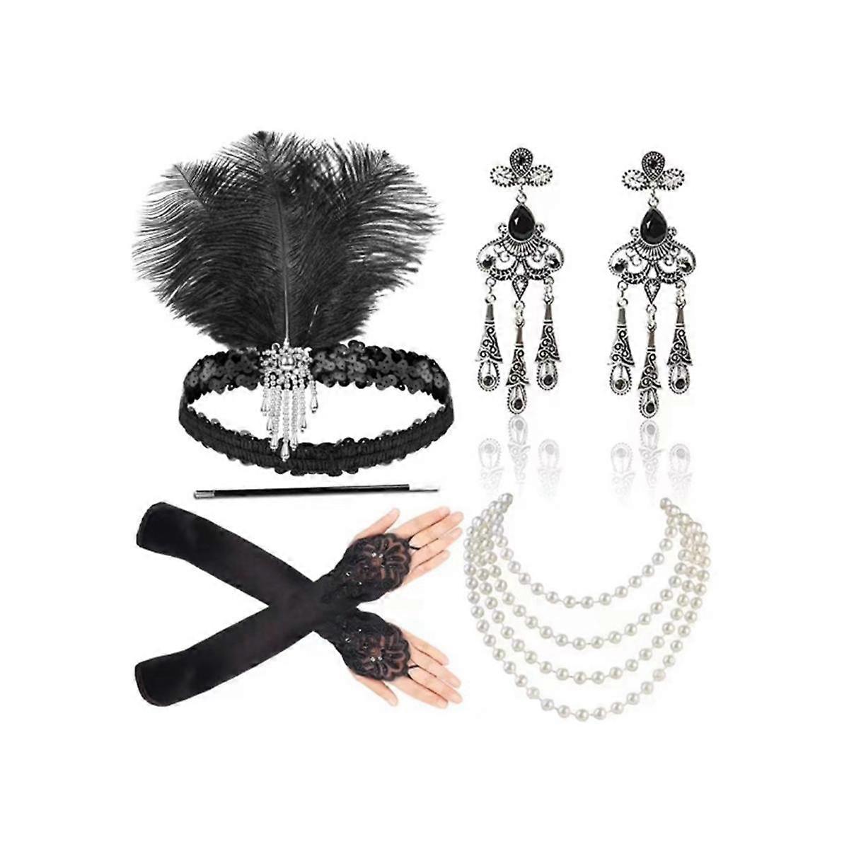 Naisten asusteet Asusteet Tyttöpuku 1920S Set Feather korut juhliin