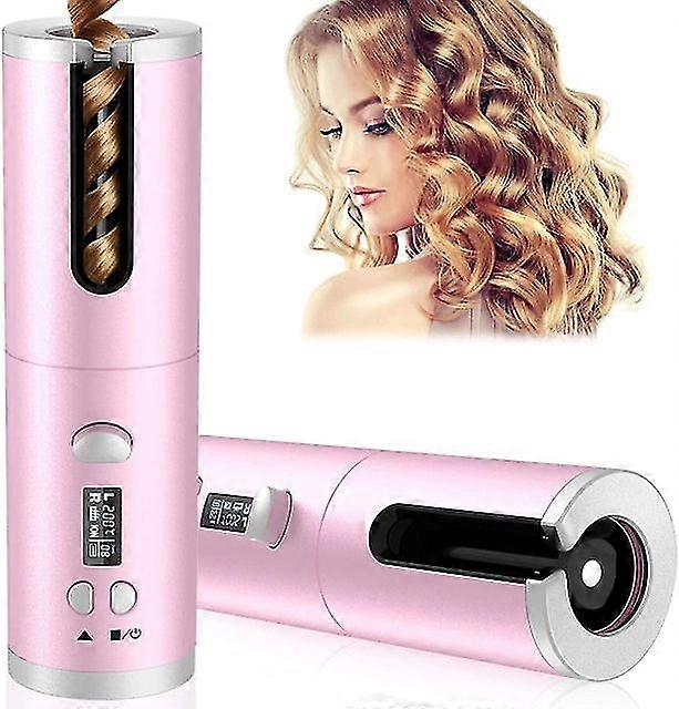 Wireless Automatic Hair Curler Rechargeable Rotating Curling Iron Led Display Temperature Adjustable