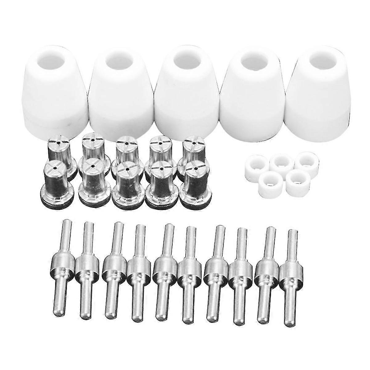 30Pcs PT-31 Plasma Tip Bundle, Includes Electrode Nozzle, Gas Ring, Ceramic Cup