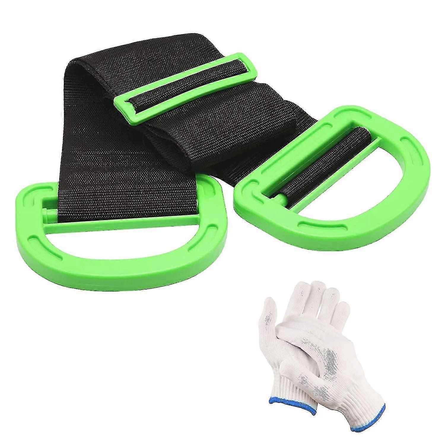 1 Pcs Lifting Strap With Handle Adjustable Moving Band For Furniture Box Heavy Object Support Belt Up To 150 Kg Carrying Straps With 1 Pair Of Gloves