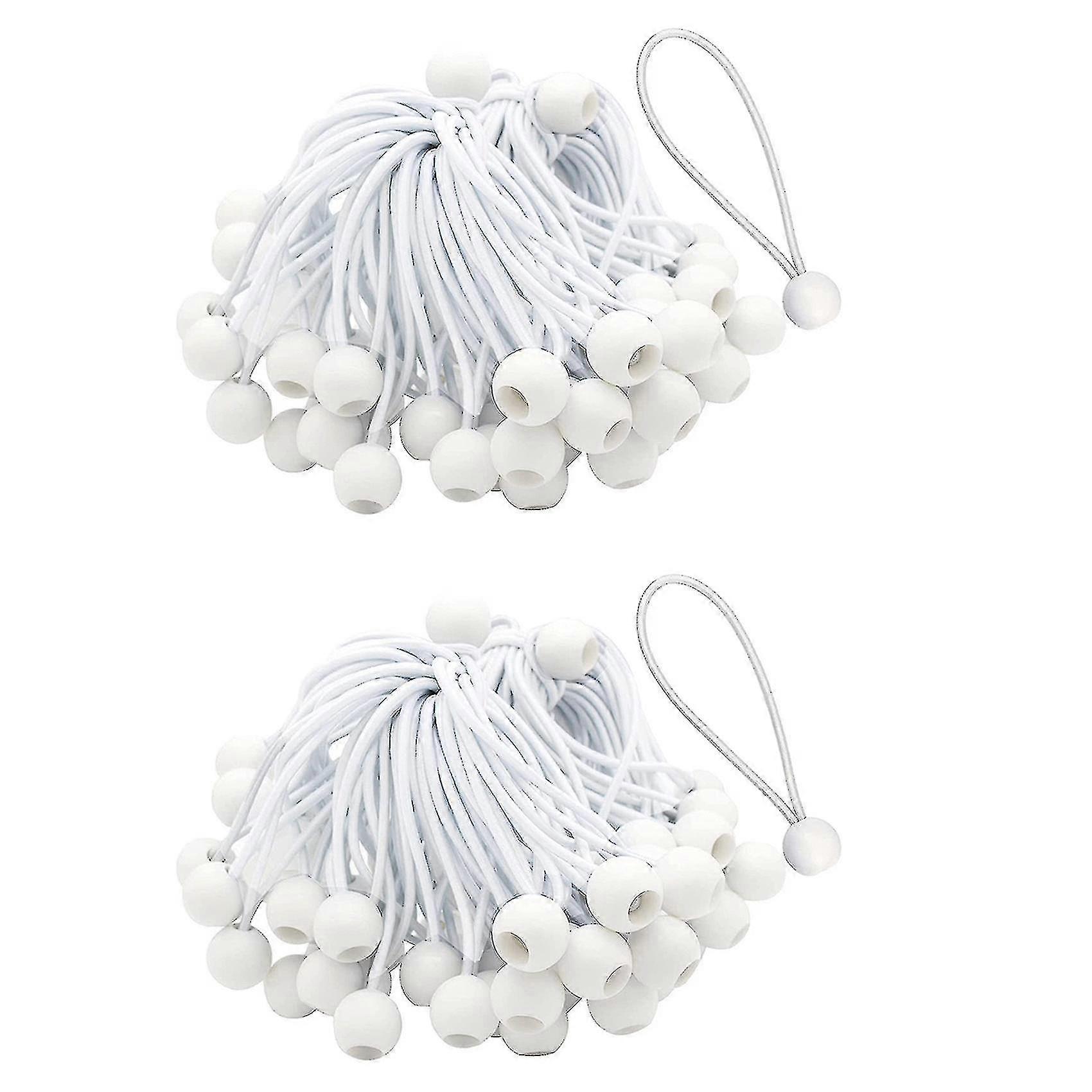 50 Pcs Bungee Cord With Balls Elastic Ties Bungee Toggles Ties(white)