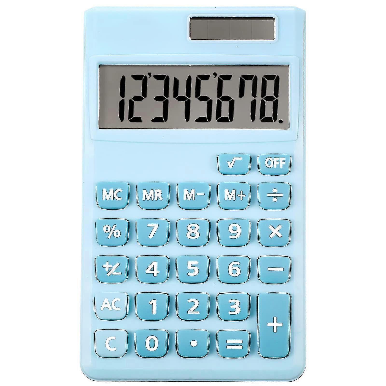 Small Pocket Calculator Basic Calculator Mini Desktop Calculators Handheld Angled 8-Digit LCD Display Standard Function Calculators (Blue)