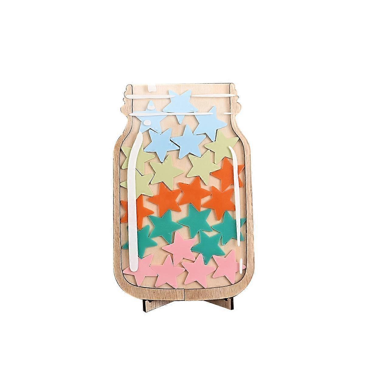 Reward Jar for Kids with Stars Classroom Daily Training Reward Board Classroom Reward Jar with Toke