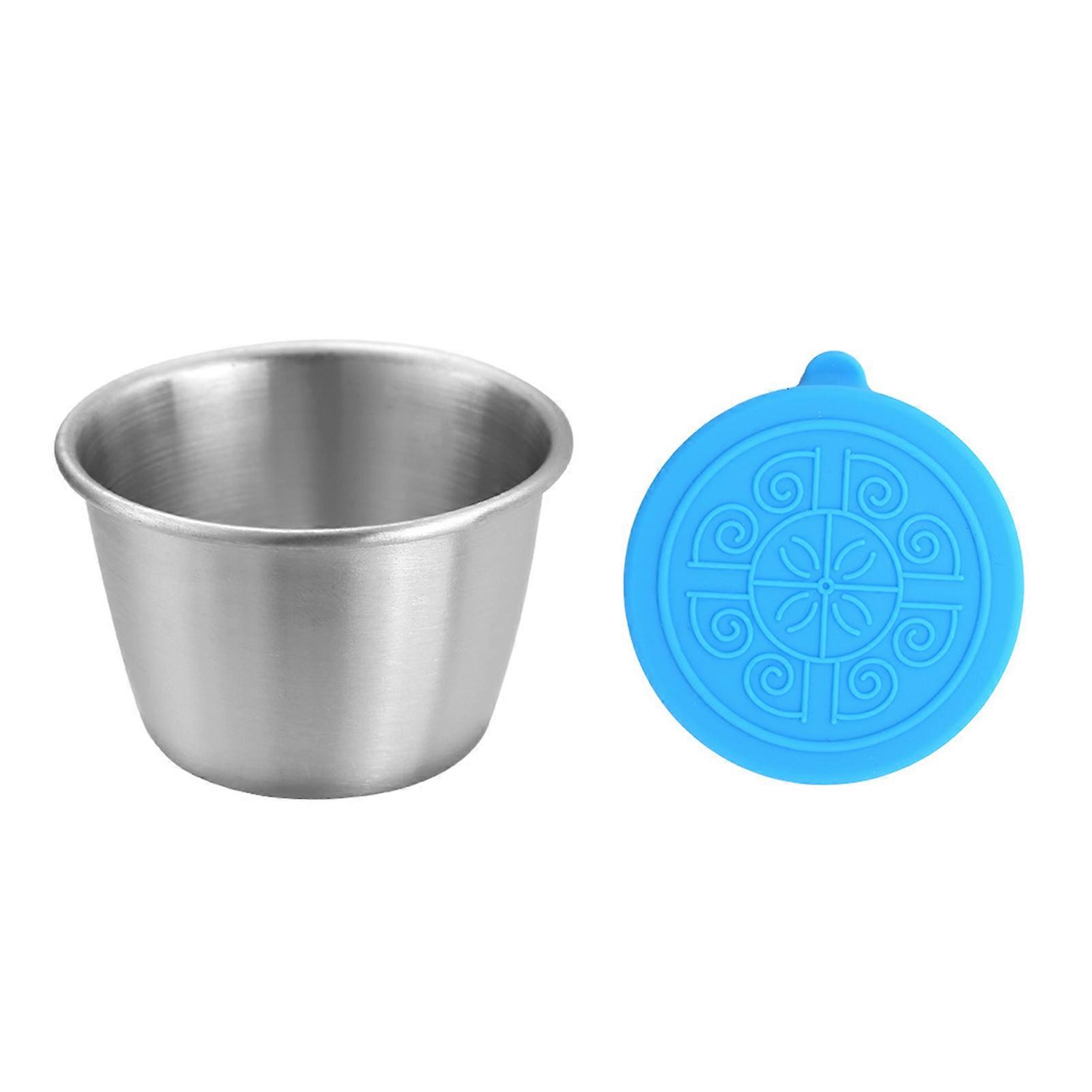 1/6Pcs Dipping Cup Stainless Steel Sauce Cup with Leakproof Lid 70ml Reusable Condiment Container for Lunch Boxes Picnics