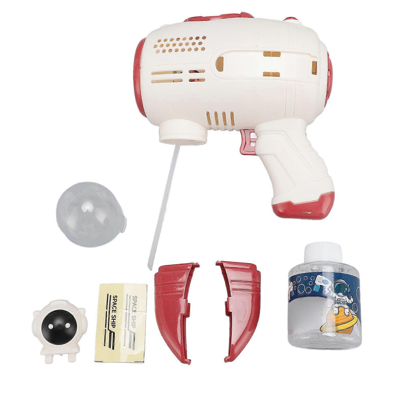 Automatic Bubble Blower with LED Light 90ML Solution Handheld Bubble Machine 10 Holes Bubble Maker for Kids Red