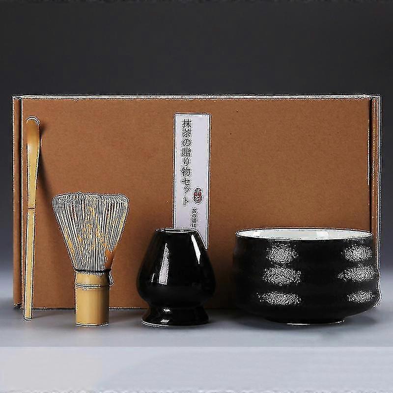 4 adet / takım Matcha Set Bambu Seramik Matcha Kase Çırpma Teli ile