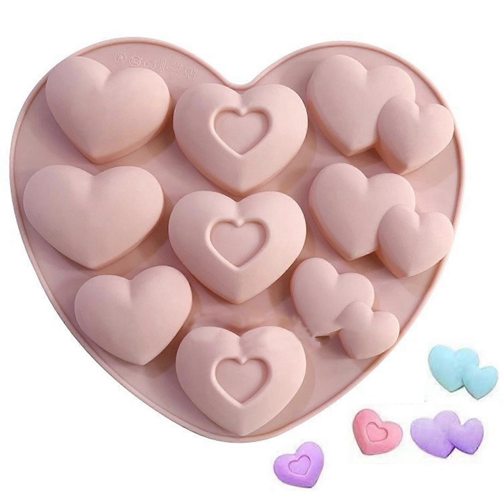 Silicone Heart-shape Molds 9 Grid Soft Stencil DIY Craft Casting Die Flat