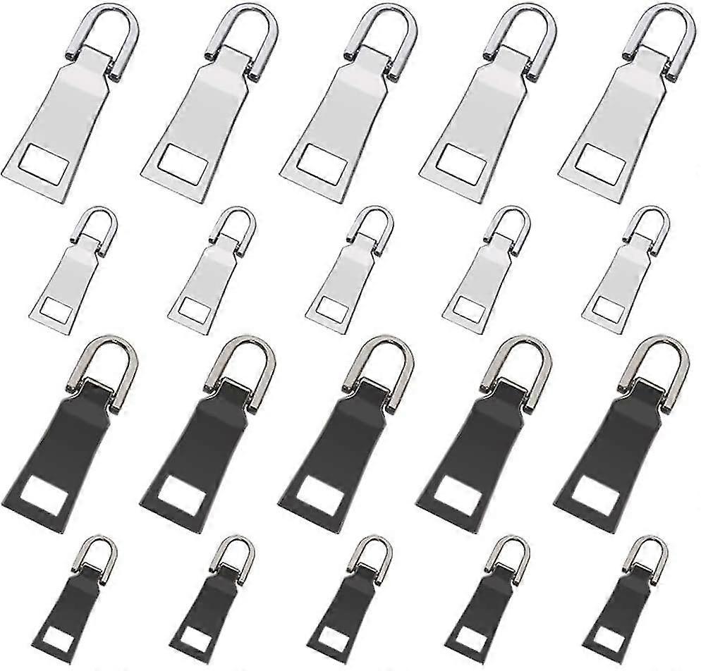 ZK-20 Pcs Zipper Pull Tabs Replacement Heavy Duty Zip Fixer Zipper Tags Repair Pull Tab