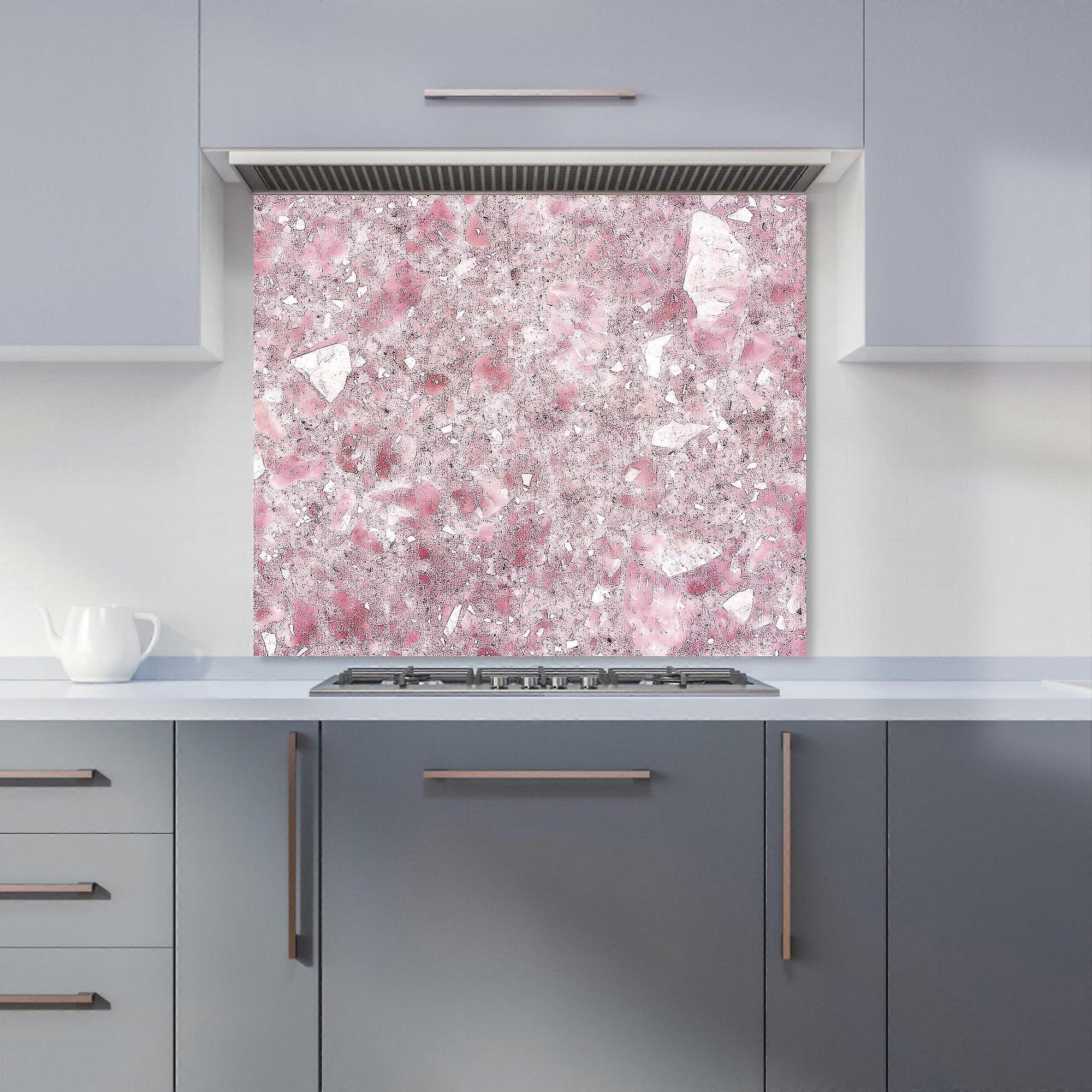 Pink Quartz Effect Kitchen Splashback