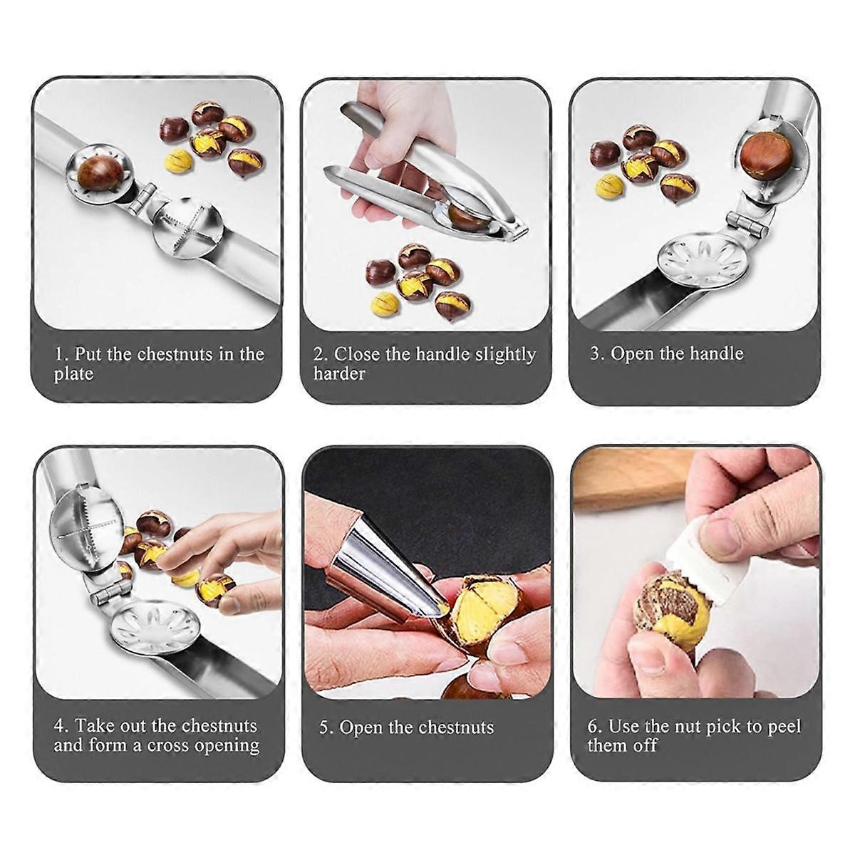 2PCS Chestnut Clip Nut Cracker Stainless Steel Walnut Opener Pliers with Thumb Guard Peelers Nut Pi