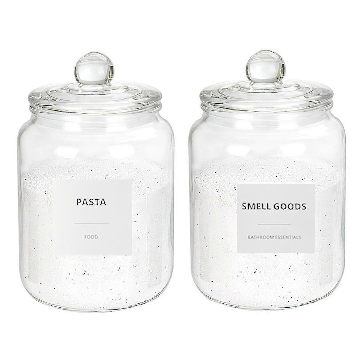 2Pcs Half Gallon Glass Jars with Airtight Lids for Laundry Detergent, , Flour, (67 Oz), 24 Labels