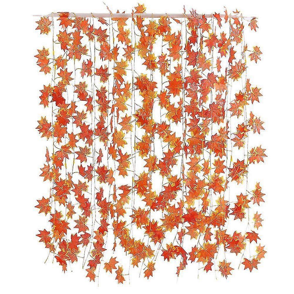 12 Pieces Ceiling Decoration Flower Vine Simulation Maple Leaf Rattan Leaf