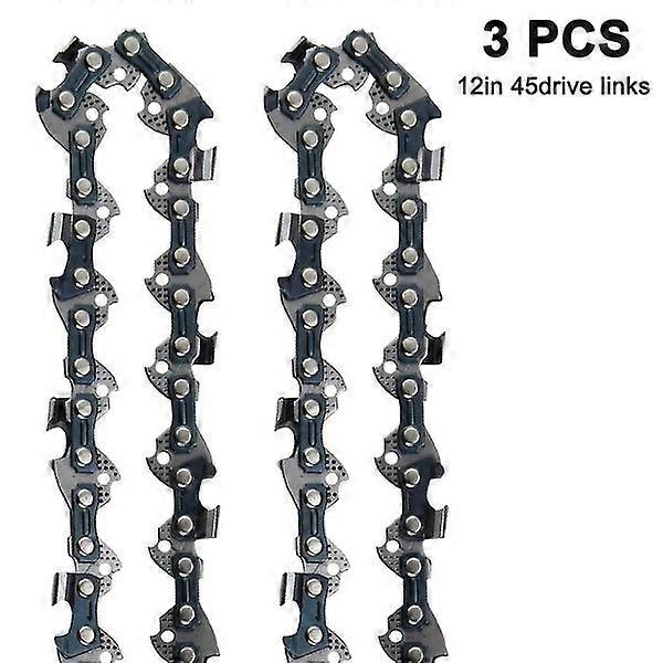 Universal 3-Piece Chainsaw Chains Set for Gas-Powered, Semi-Chisel, 3/8 LP Pitch