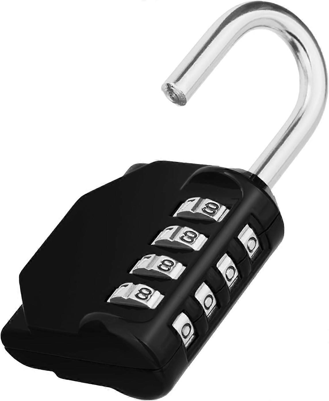 4-Digit Code Padlock, Code Padlock for Sports, College, School Locker, with Exterior Code for Gate, Garden Shed, Black
