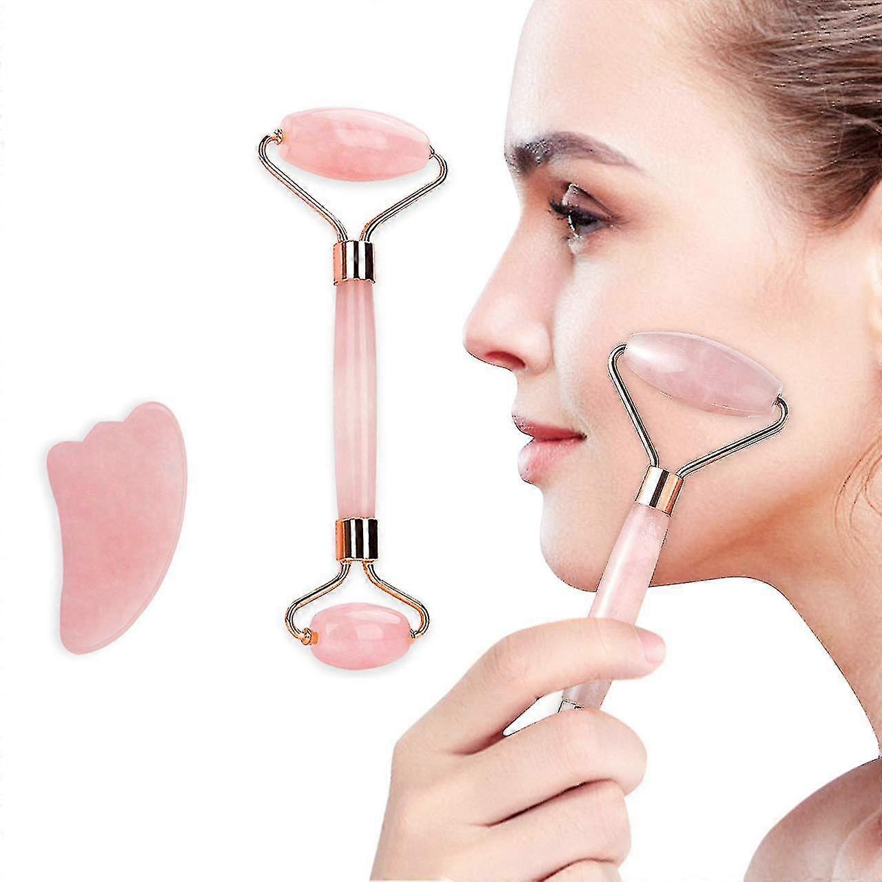 Rose Quartz Gua Sha Tool Set
