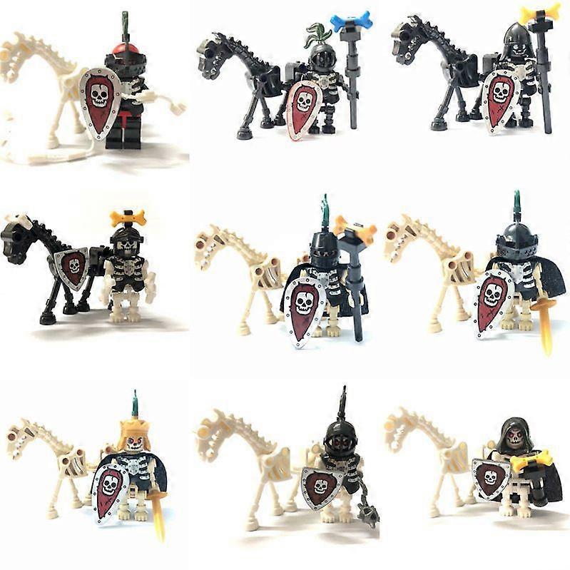 Halloween Skeleton Knight Figures Building Block Soldier Horse Assembling Toy/YY