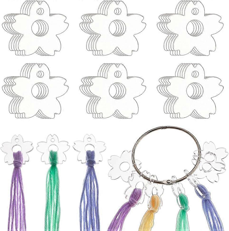 50Pcs Clear Acrylic Embroidery Bobbins with Hinged Ring Flower Acrylic Bobbins Cross Stitch Bobbins Sewing Thread Acrylic Thread Bobbins Organizers fo