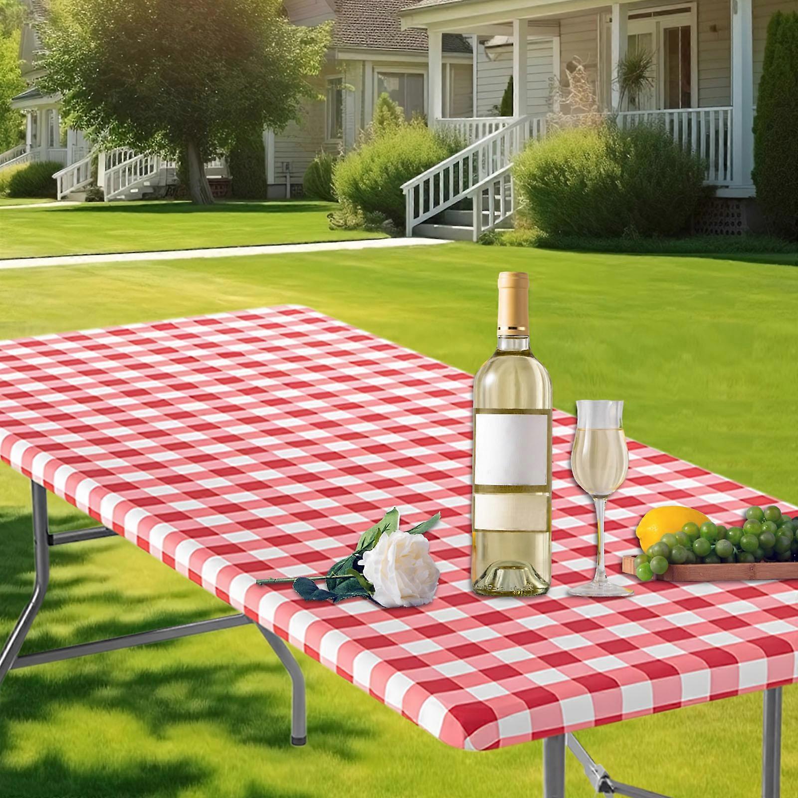 PVC Convenient Outdoor Courtyard Table Cover Picnic Tablecloth Printed Elastic Table Cover
