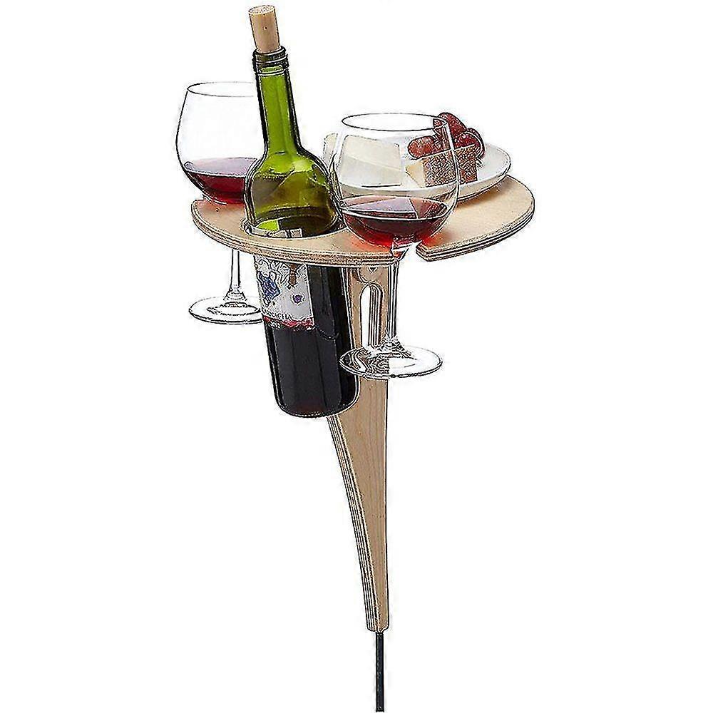 Outdoor Portable Wine Table Folding Mini Round Wooden Picnic Table Mini Folding Table Garden Wine Table