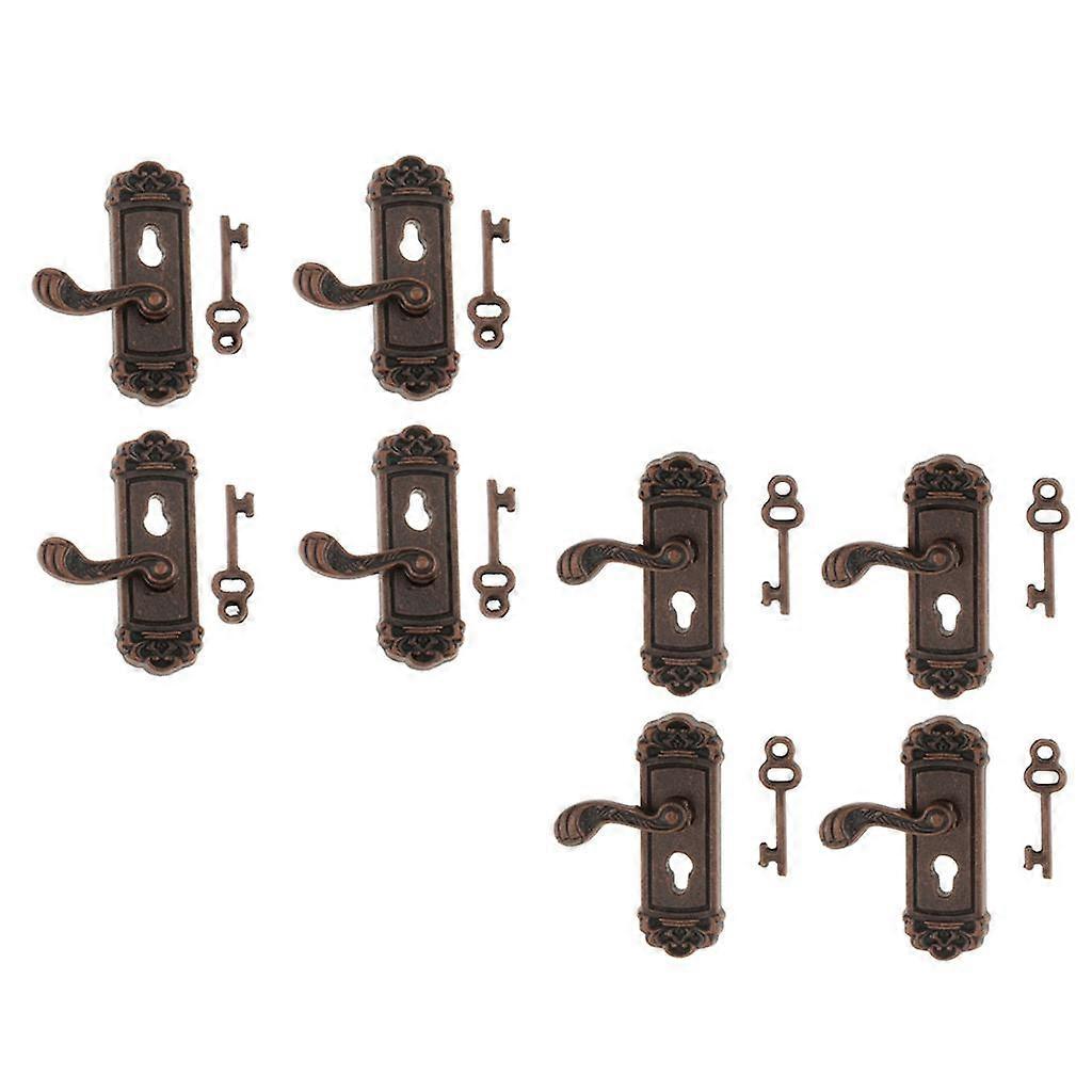 8pcs 1/12 Scale Door Knob Handles Key