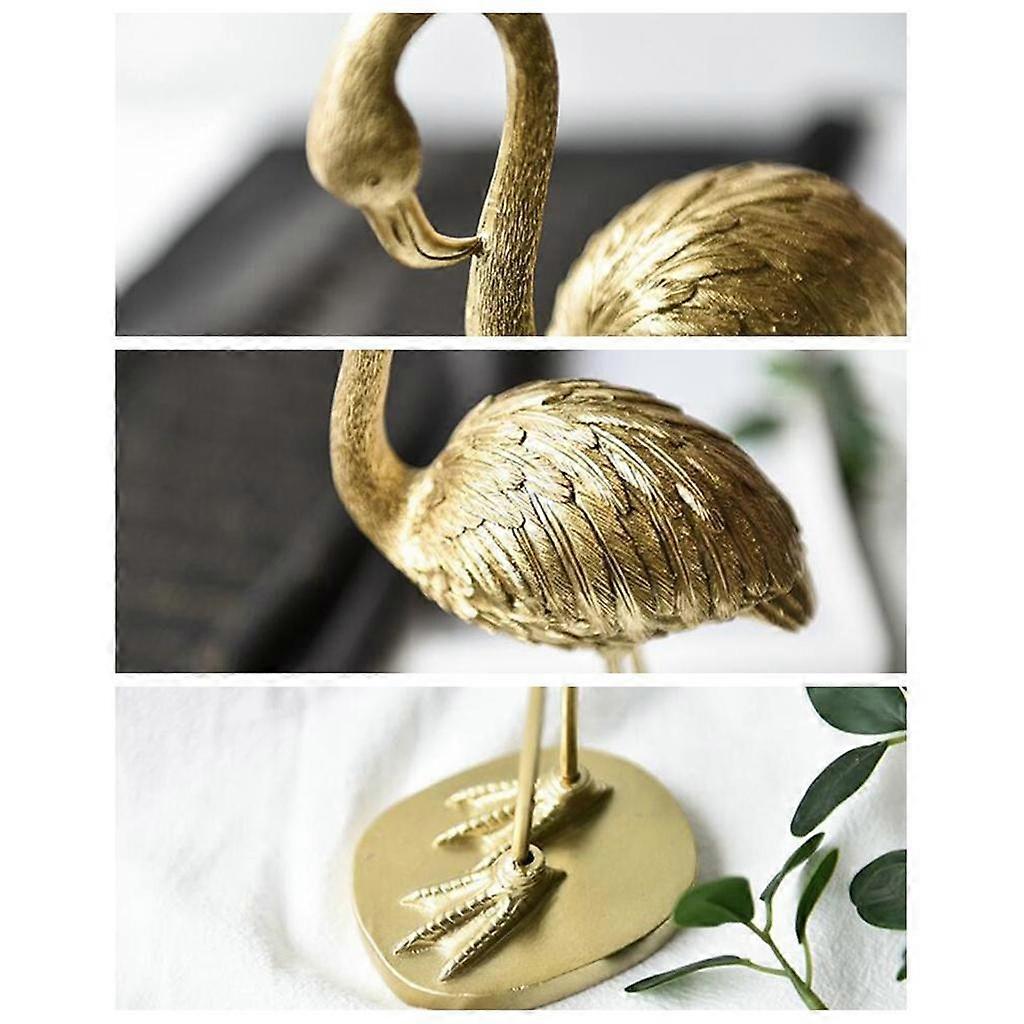 2x Flamingo Figurine Statue Animal Model Sculpture Decorations Accents for Home Living Room Bedroom Resin Craft Ornament