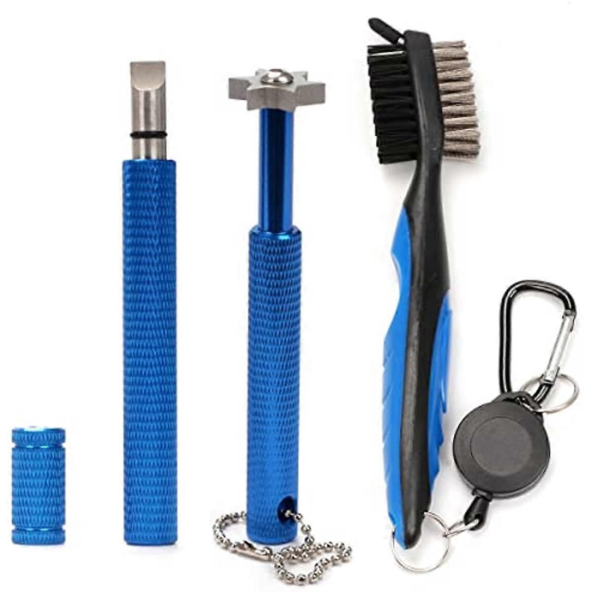 3in1 Iron Golf Clean Tool Set, Golf Club Brush U V Blade Iron Wedge Club Groove Sharpener Cleaner for Golfer