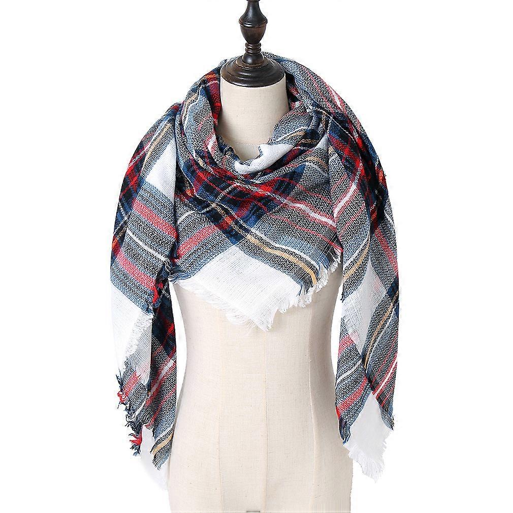 Womens Warm Scarf Square Shawls Infinity Scarves Stripe Plaid Rough Surface21#