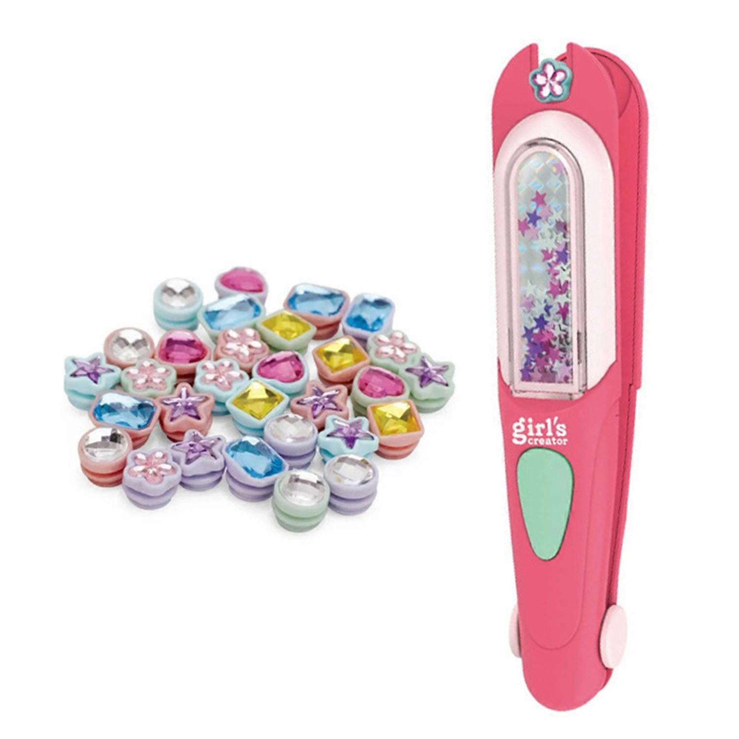 Hair Gem Stamper Kit for Girls Easy-to-Use Hair Jeweler Tool with 24 Sparkling Rhinestones Reusable