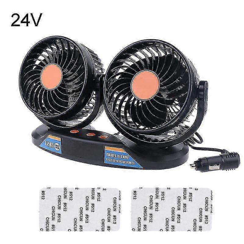 Car Fan 12v 24v Vehicle Dashboard Fan 5inch Truck 12 Speeds And 360 Rotatable Cooling Fan With Temperature Humidity  Led Display