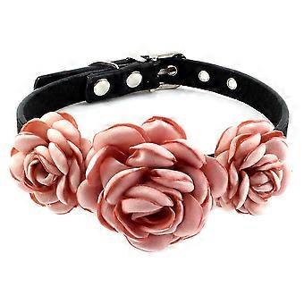 Dog Collar Necklace Rose Flower Design Fit Small Dog Adjustable