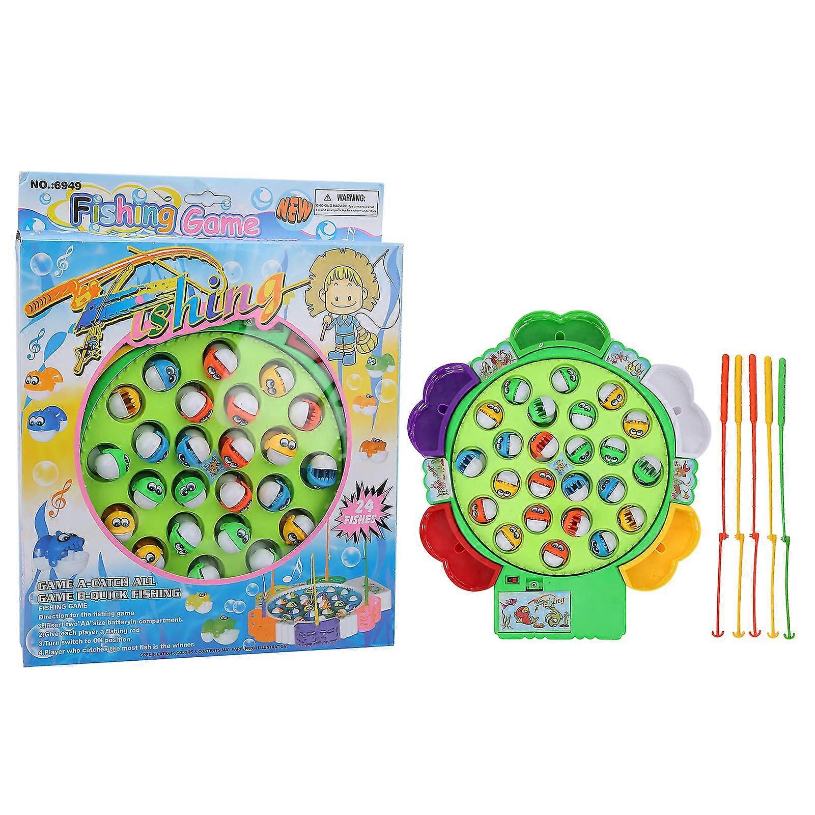 Interactive Electric Rotating Fishing Game Toy for Parent-Child Interaction (24 Fish Included)