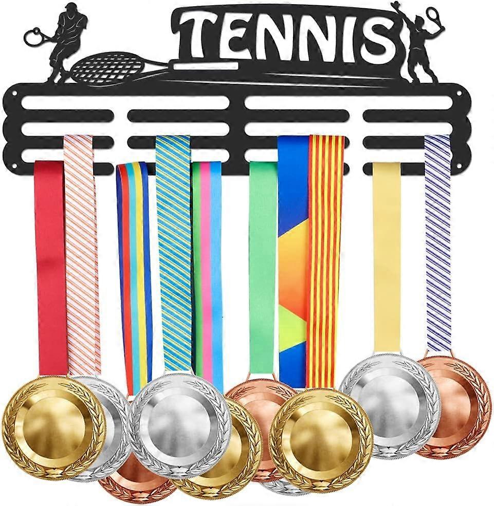 Tennis Medal Hanger Display Sports Medal Display Rack Wall Mount Ribbon Display Holder Rack Hanger Decor Iron Wall Mounted Hooks for 60+ Awards Sports