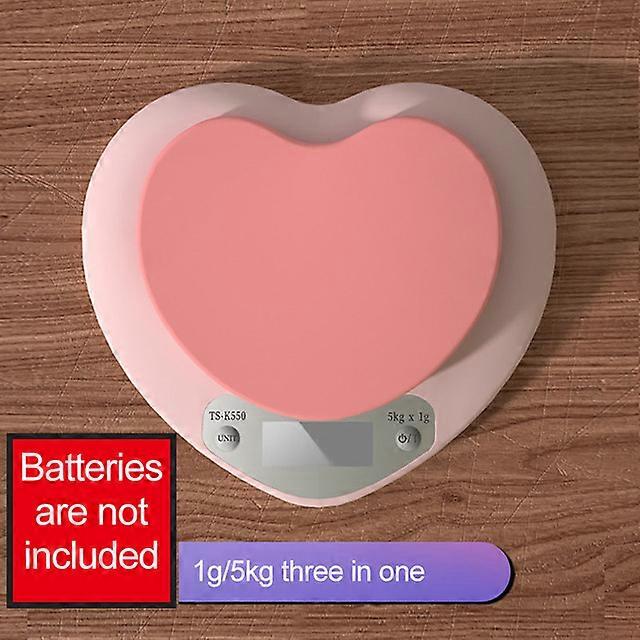 Multi-Function Kitchen Baking Scale Pink Heart-shaped Portable High-Precision Digital Scale 5kg/1g 2kg/0.1g LCD Electronic Scale