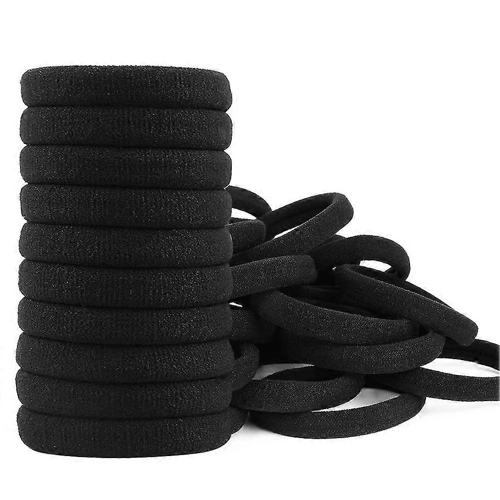 100 Pieces Headband Black, Hairband Black Soft Elastic Tee, Elastic Hairband For Thick Hair (40x8mm)