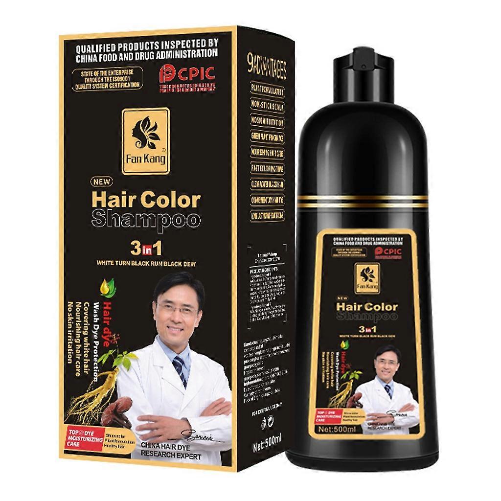 500ml Noir Teint Shampooing Black Hair Dye Ingrédient Gingembre Ganoderma Lucidum