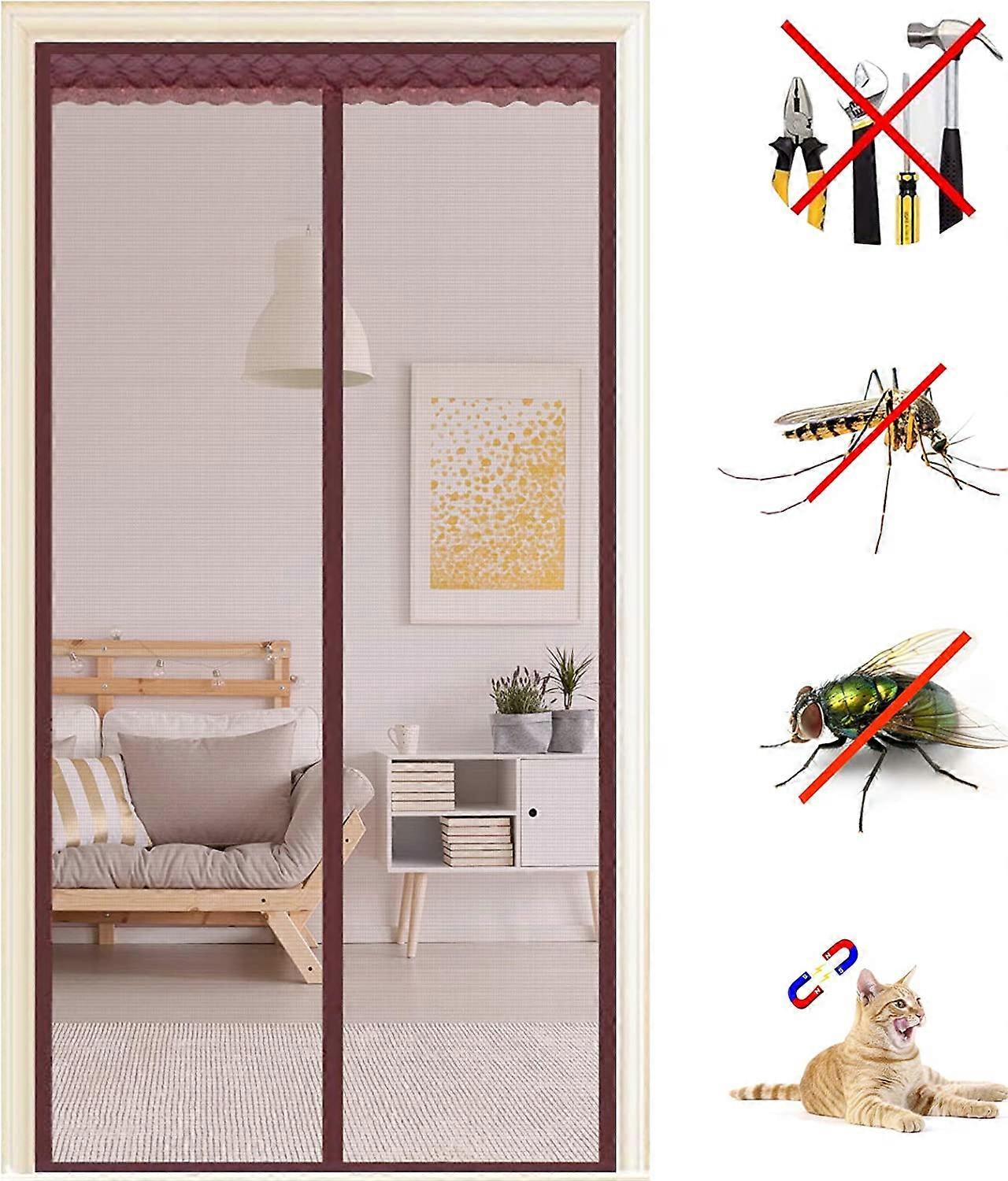 Magnetic Door Screen 80x210cm,Fiberglass Door Screen,Fly Repellent Curtain for Door Automatically Closing Ultra Fine Mesh without Drilling