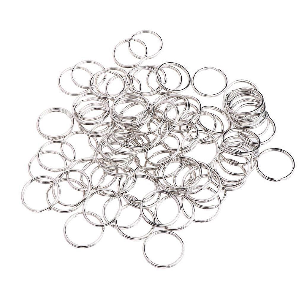 100 Pcs Stainless Steel Keyrings Split Rings Side Pushing Split Ring Loops