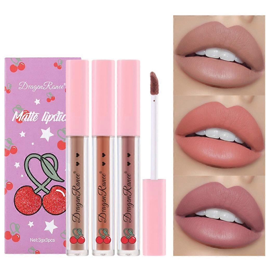 3Pcs Matte Liquid Lipstick Lipgloss Lip Gloss Stain Makeup Set,Matte Lipstick