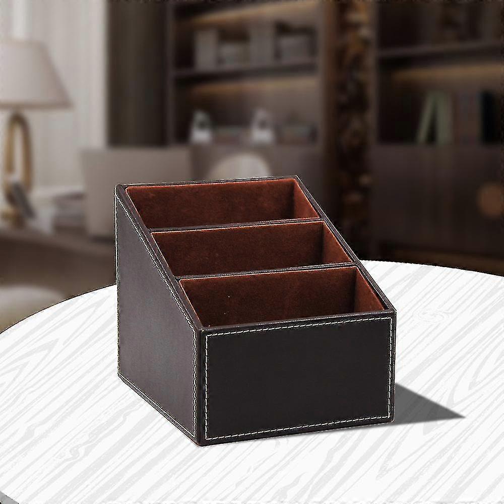 Pu Leather Tv Remote Control Holder, Caddy, Organizer, Storage, Stand (brown)