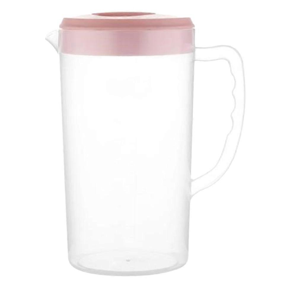 2200ML Large Capacity Beverage Storage Container Heat Resistant Cold Water Jug Plastic Juice Pitcher Household Teapot Kettle (Pink)