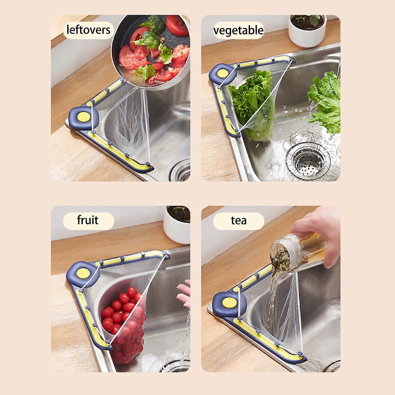 Triangular Sink Storage Rack Hanging Net Drain Basket PP Anti-Clogging