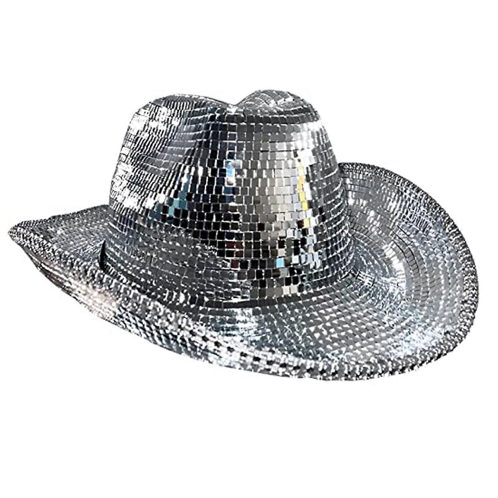 Diskokugle cowboyhat, spejlbold cowboyhat, polterabend hat